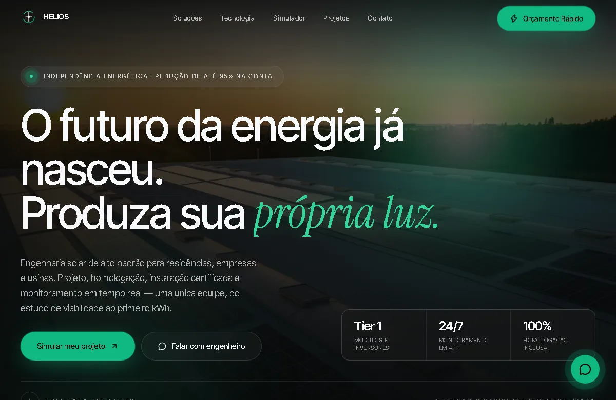 Site da Helios Energia Solar