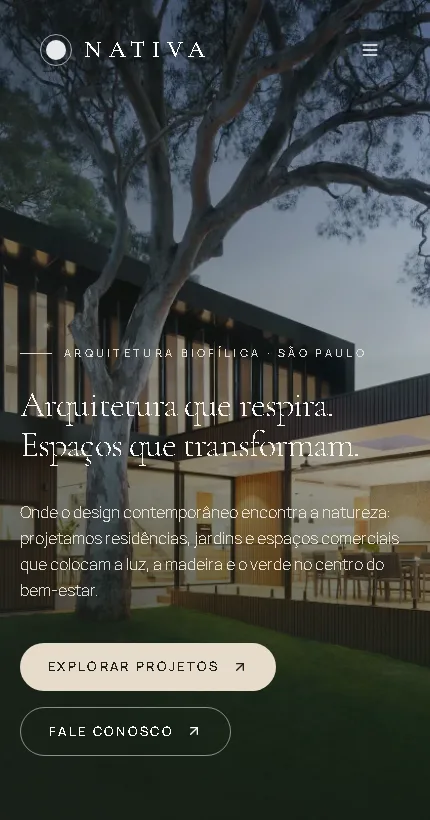 Nativa Arquitetura & Paisagismo: composição de interface móvel