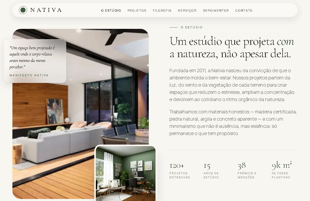 Nativa Arquitetura & Paisagismo: tela de detalhes ilustrativa