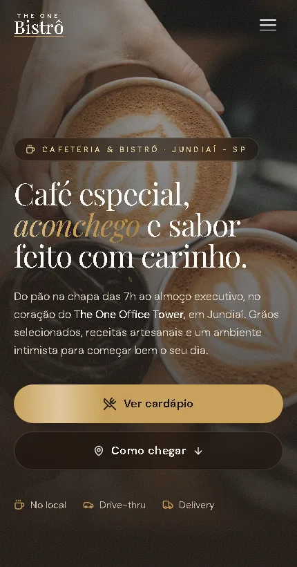 The One Bistrô: composição de interface móvel